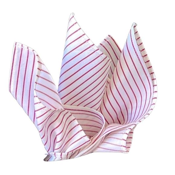 Custom Other - Custom Men’s Silk Pocket Square. White, Maroon. 12”x12”.